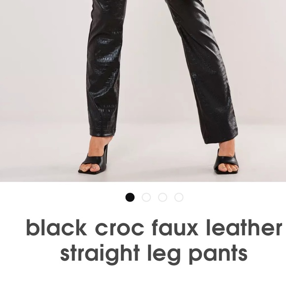 Black faux leather croc straight leg - Picture 3 of 7